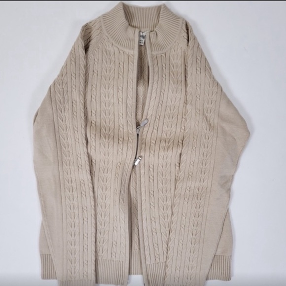 Vintage Jessica Sport Cream Double Zip Cable Cardigan - Picture 5 of 9